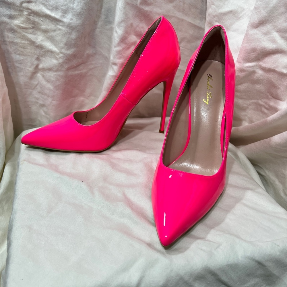 NWOT..Elisabeth Lang Ladys Stiletto Pumps Size 9 Color Barbie Pink 5”☑️ - Picture 3 of 9